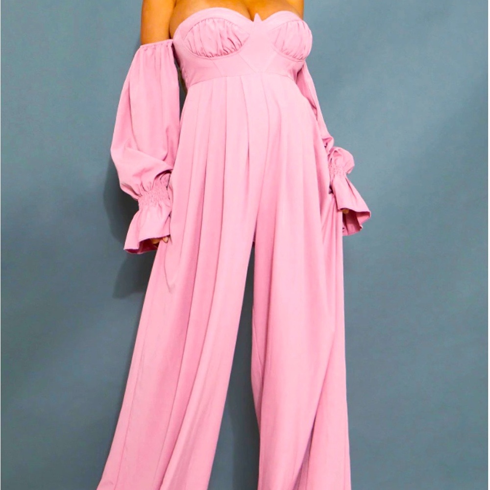 Pink Off the Shoulder Jumpsuit